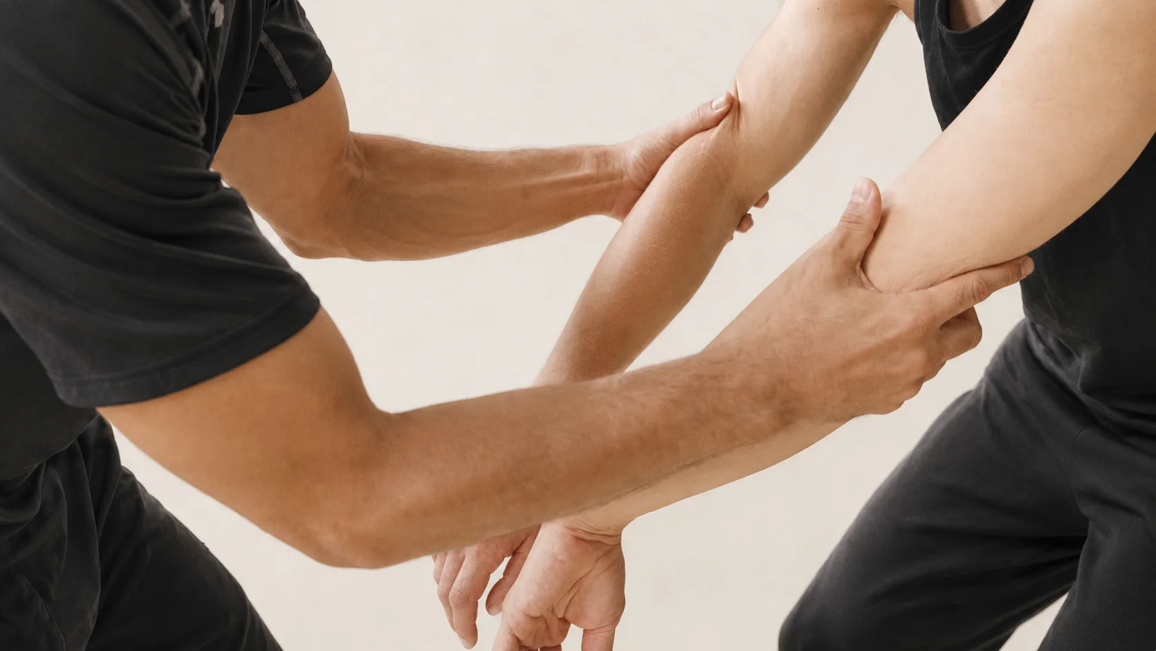 Several people connecting through a partner movement exercise